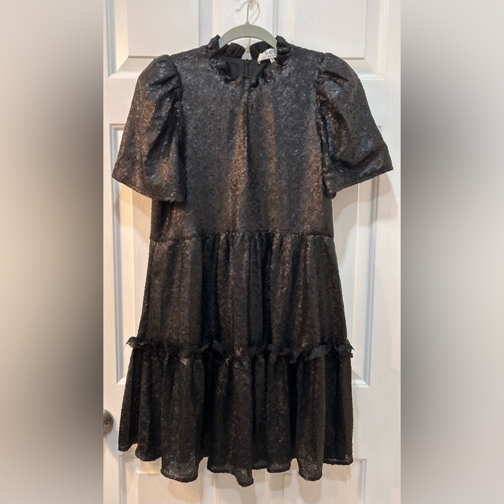 Sea New York Rachelle Sequin Tunic Dress Size S Black Cocktail Nye Party Pockets